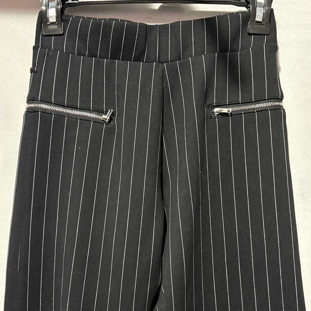 Revamped Black and White Striped Straight Leg Pants - Picture 2 of 9